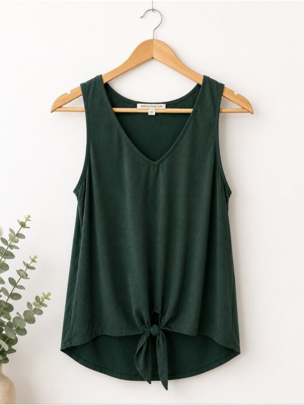 V Neck Tank Top Tie Front XS - Picture 1 of 4